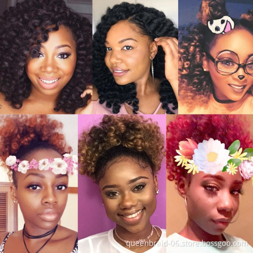 8 inch Black Wand Curly Braids Jamaican Bounce African Collection Crochet Braiding Hair Synthetic Hair Extension 20 Strands